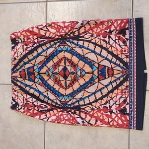 Beige by eci Multicolor Geometric Pencil Skirt